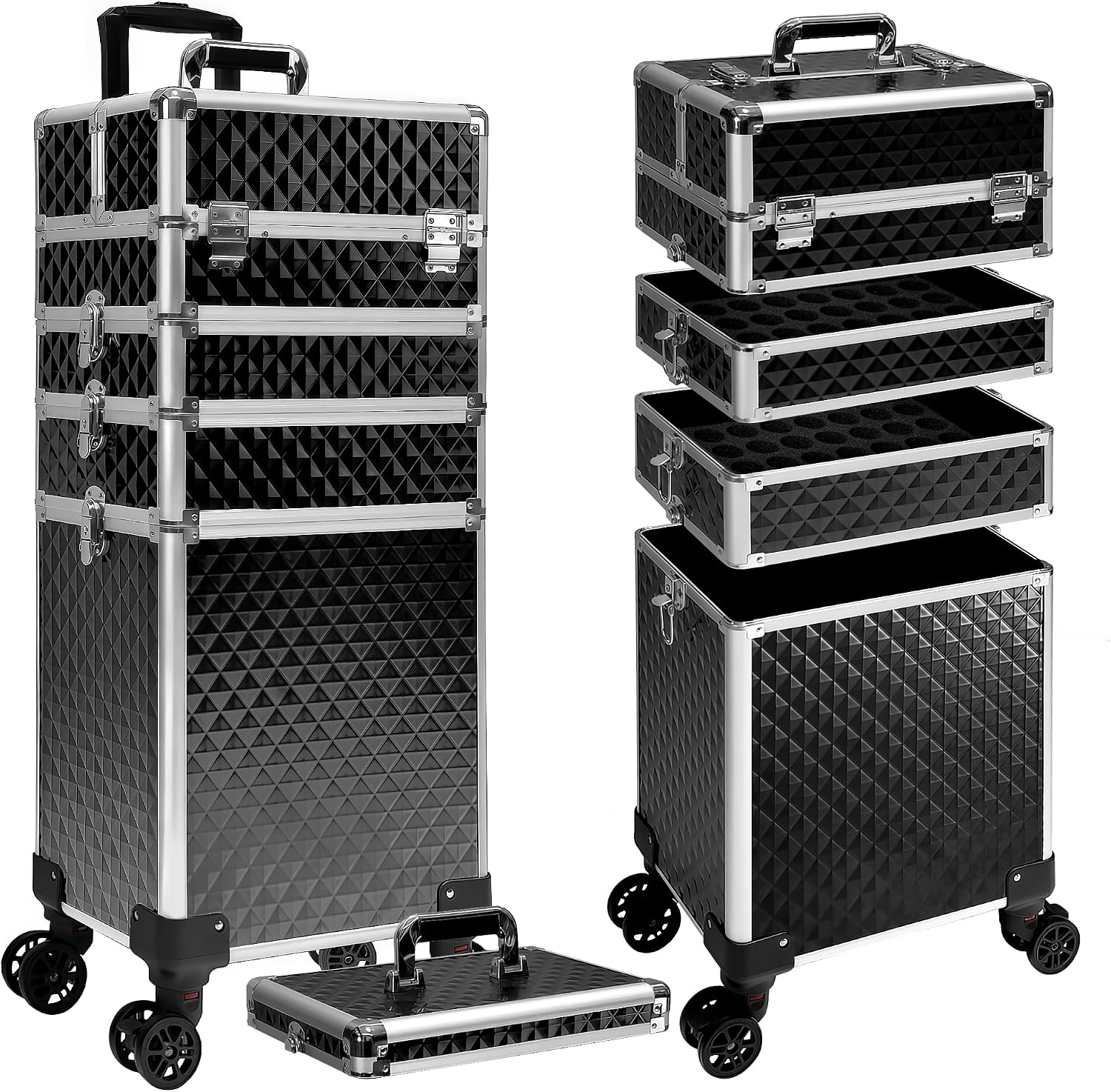 Beauty Makeup Salon - Rolling Makeup Train Case, Cosmetic Trolley
