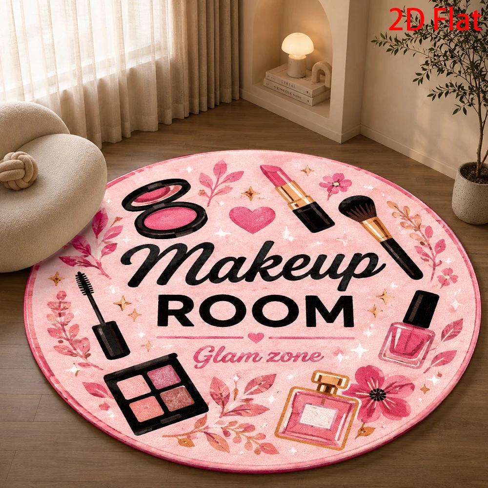 Makeup Beauty Lounge - Pink Beauty Makeup Room Pattern Round