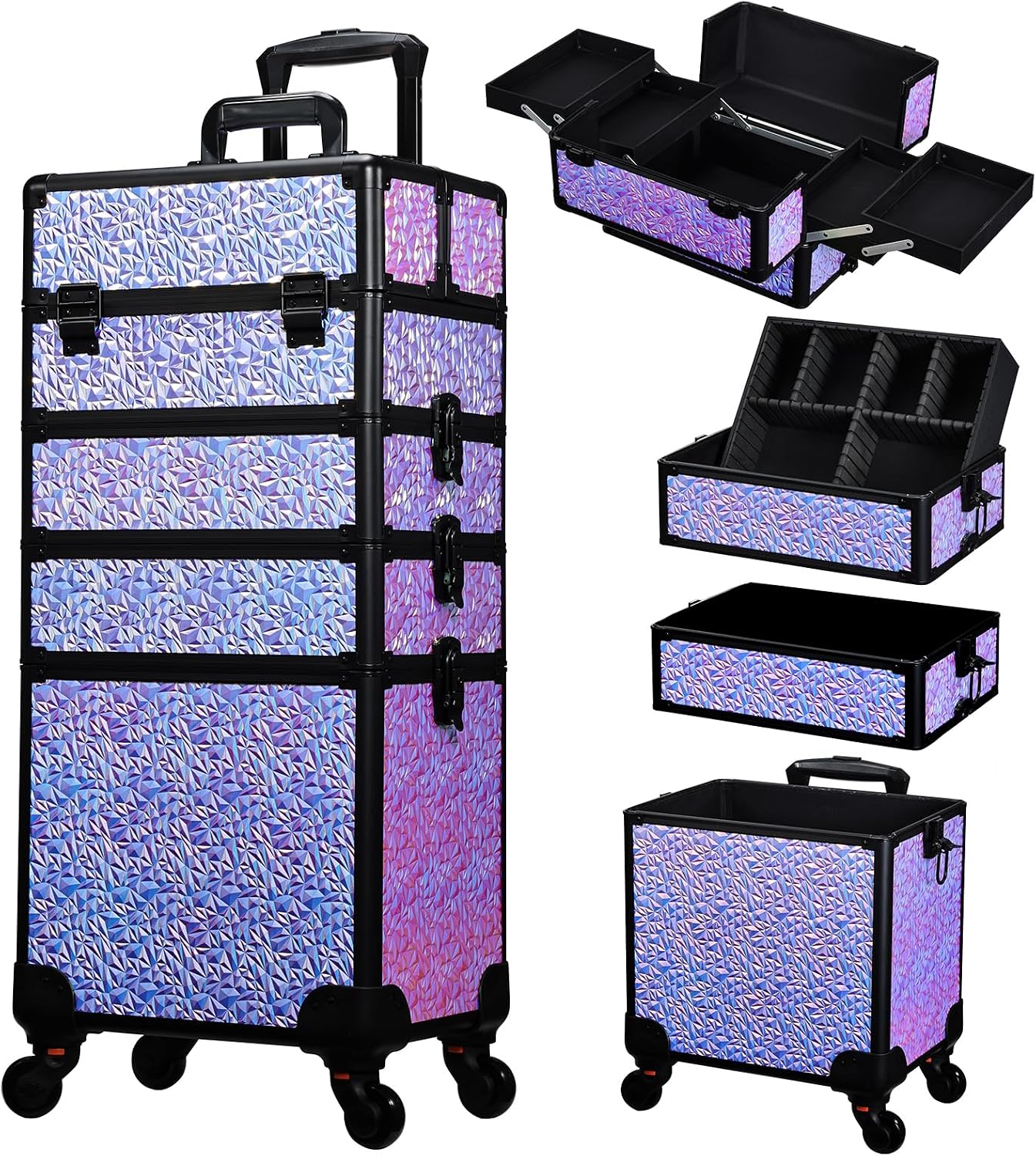 Beauty Makeup Salon - Rolling Makeup Train Case, Large Cosmetology
