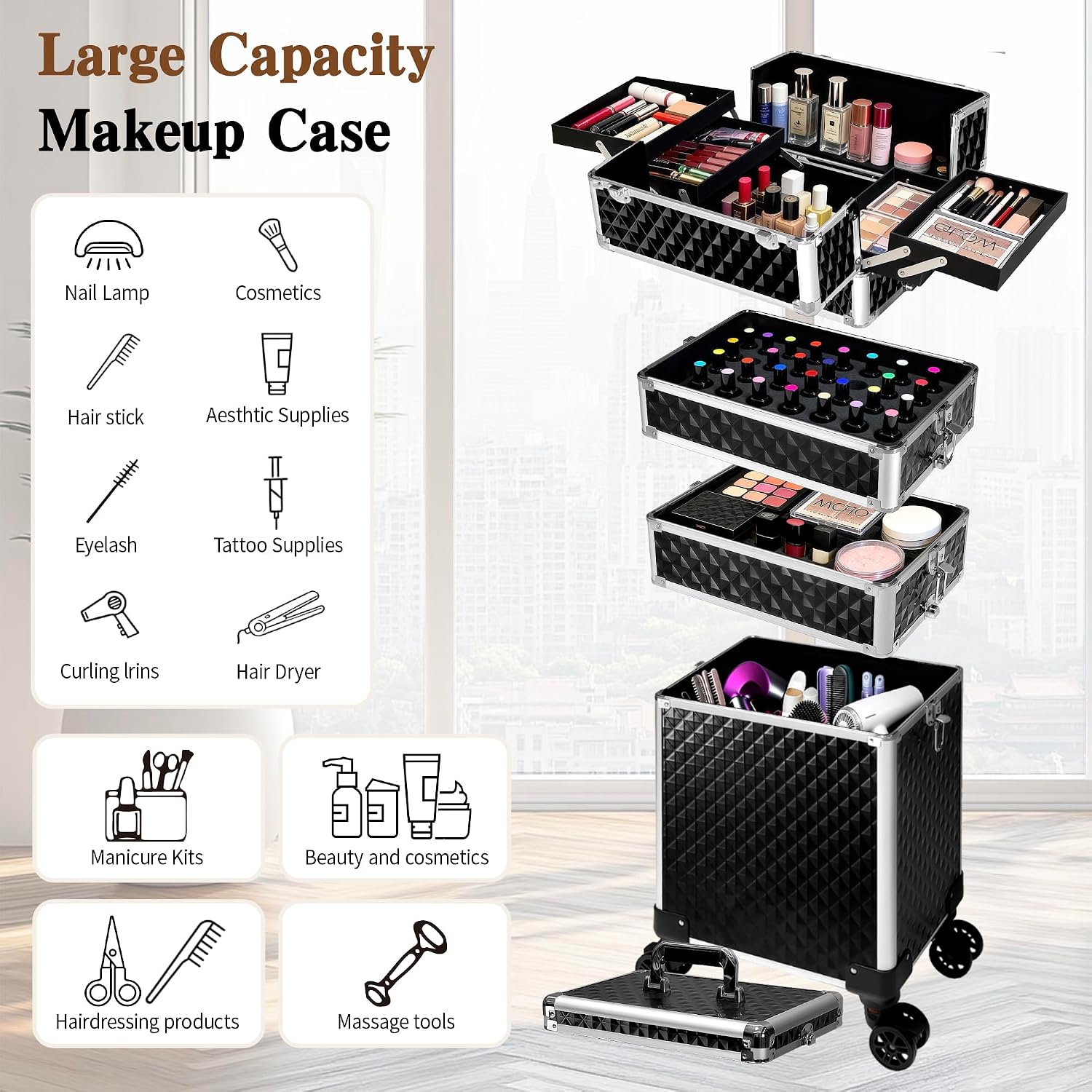 Rolling Makeup Train Case, Cos - Beauty Makeup Salon recension och pris