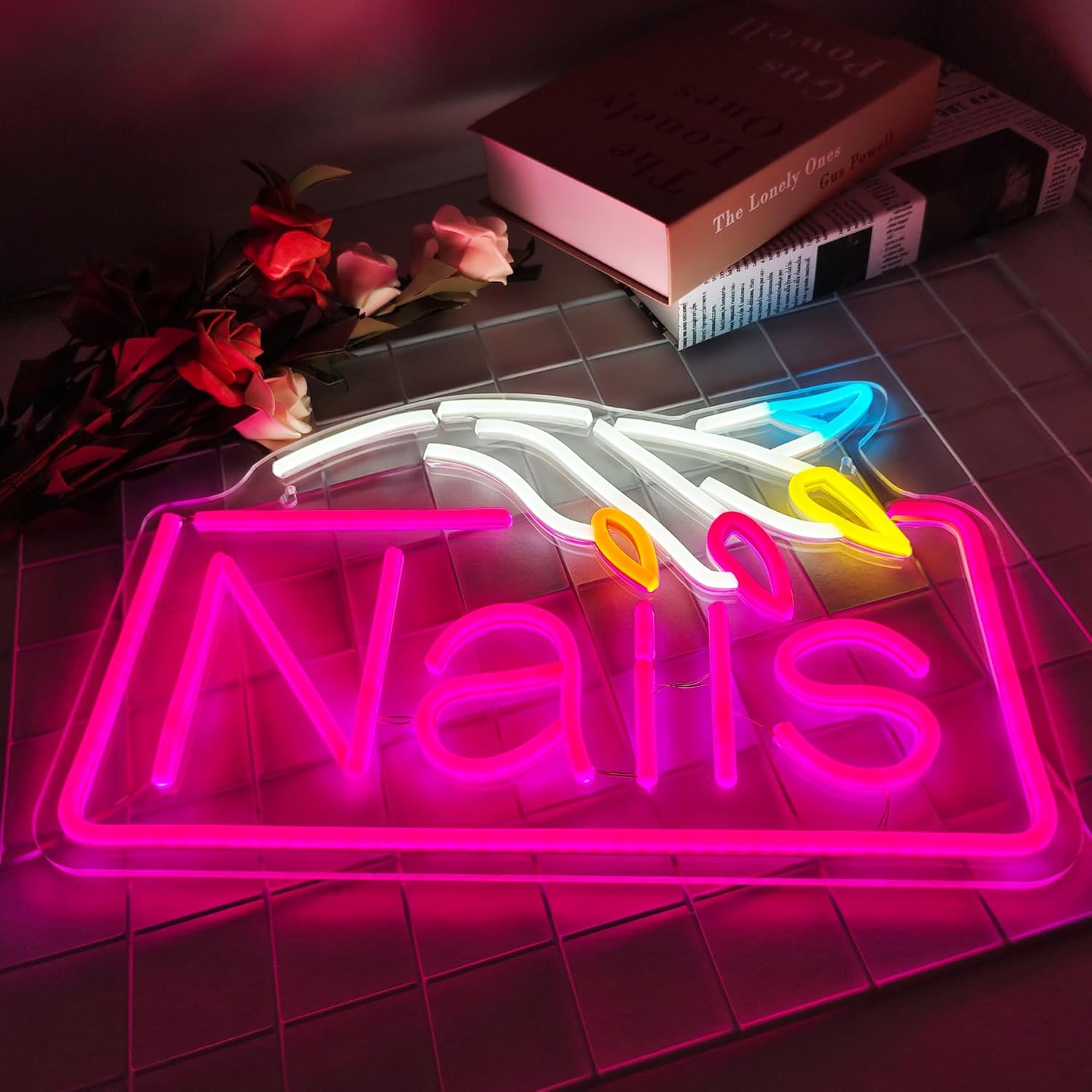 Nails Neon Sign  Business Wall - Beauty Makeup Stores recension och pris